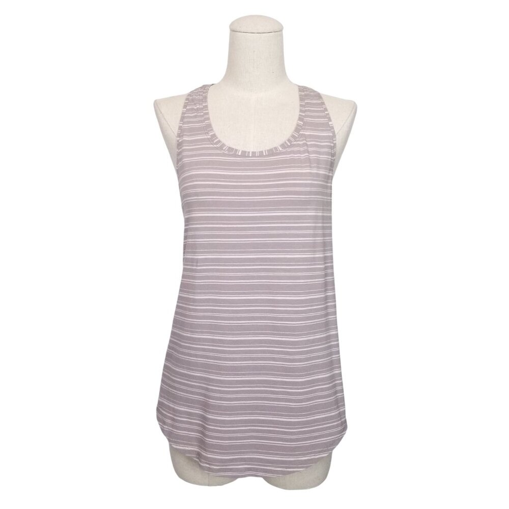 Lululemon Love Tank *Pleated Cut Back Stripe Light Chrome Dark Chrome
